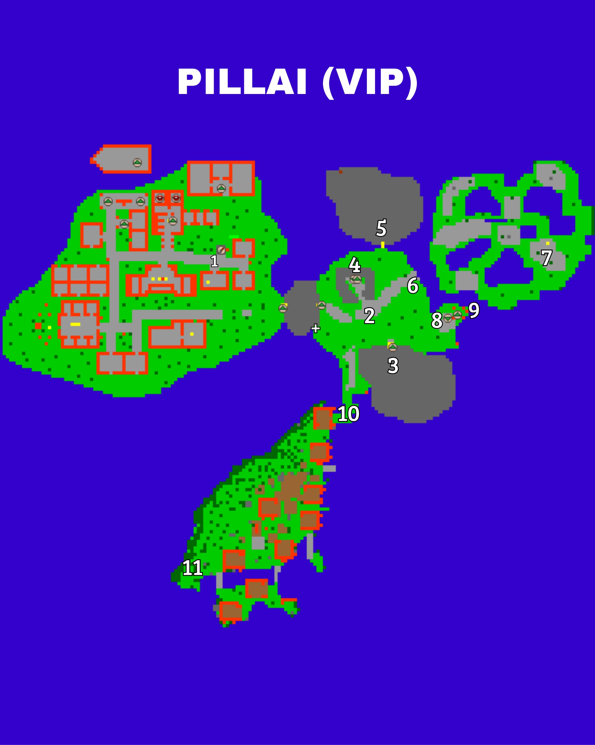 Mapa de Pillai (VIP) com areas numeradas